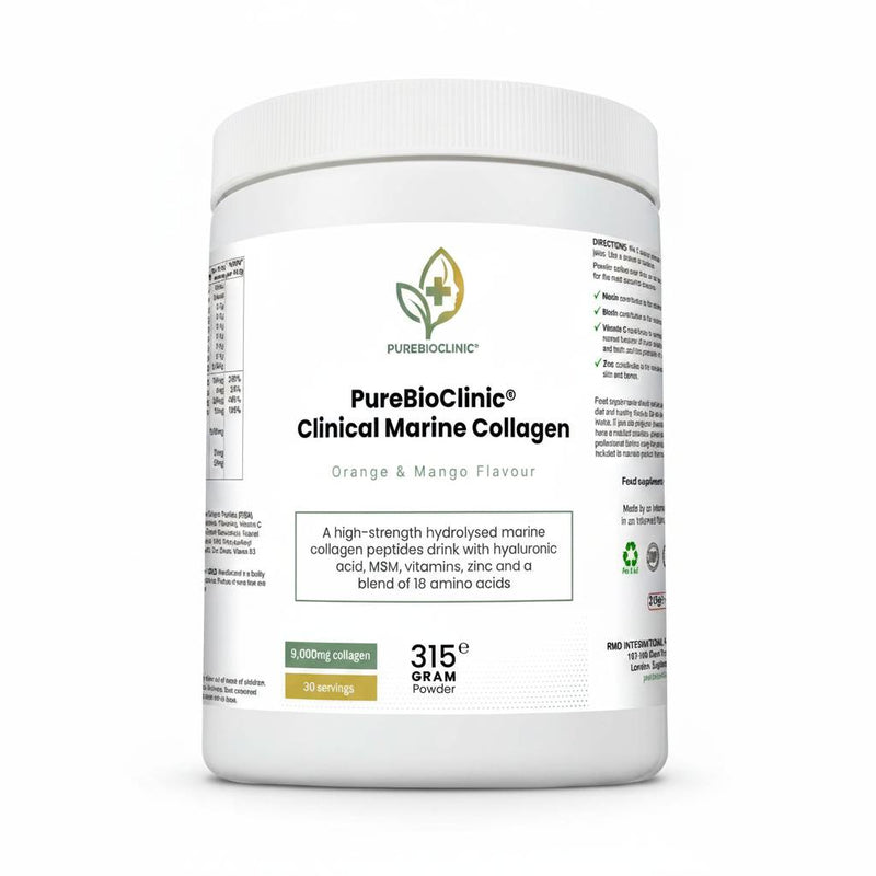 PureBioClinic Clinical Marine Collagen powder, 9,000mg hydrolysed peptides per scoop